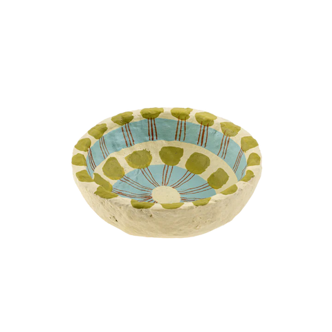 Mini Paper Mache Bowl - Blue Stripe