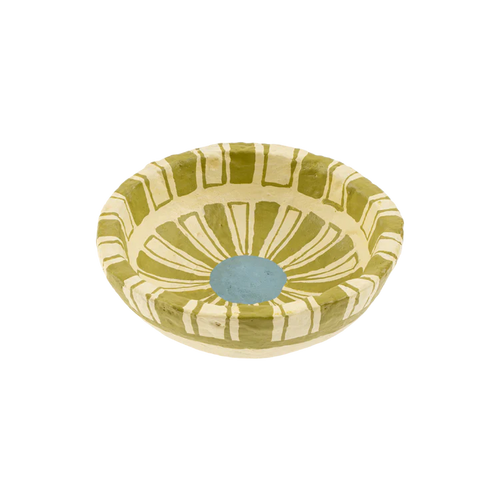 Mini Paper Mache Bowl - Green Stripe