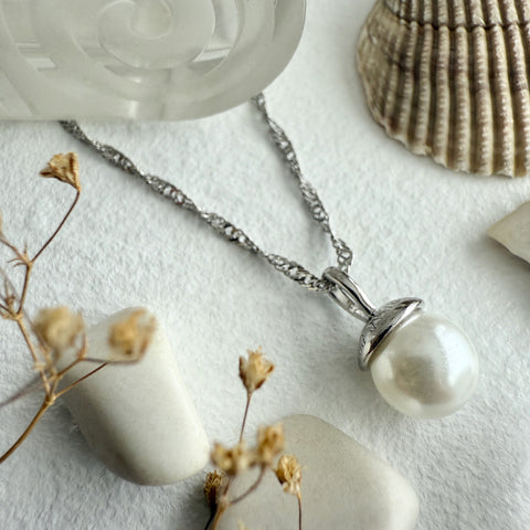 Pearl Drop Charm Necklace