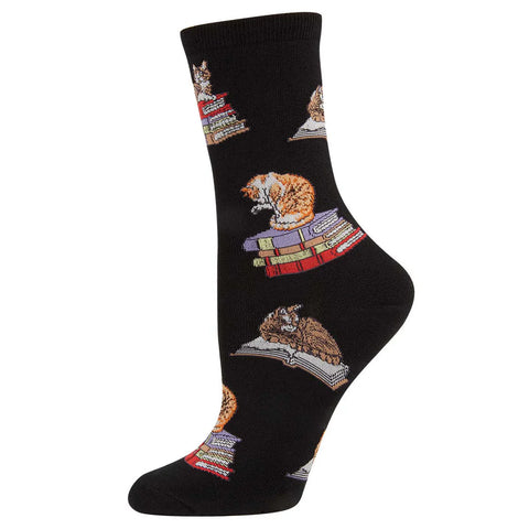 Cats On Books Socks - Black
