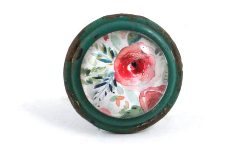 Green Floral Knob