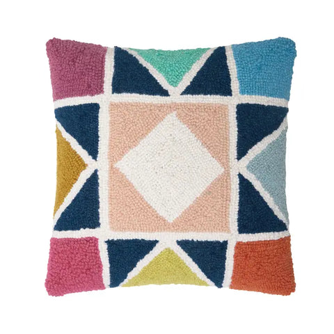 Quilt Star Hooked Pillow