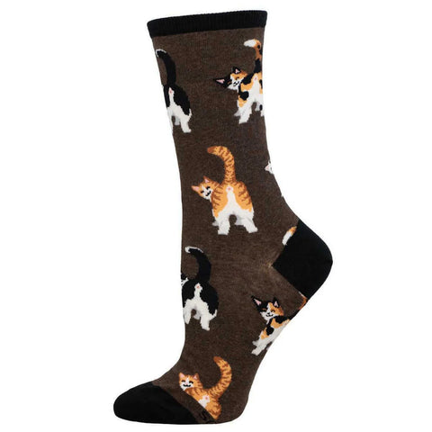 Cat Butts Socks - Brown Heather