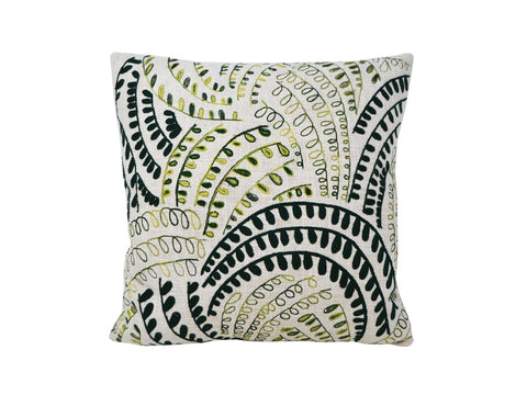 Cushion with Embroidered Leaves