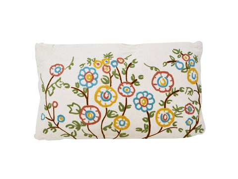 Embroidered Cushion With Flowers