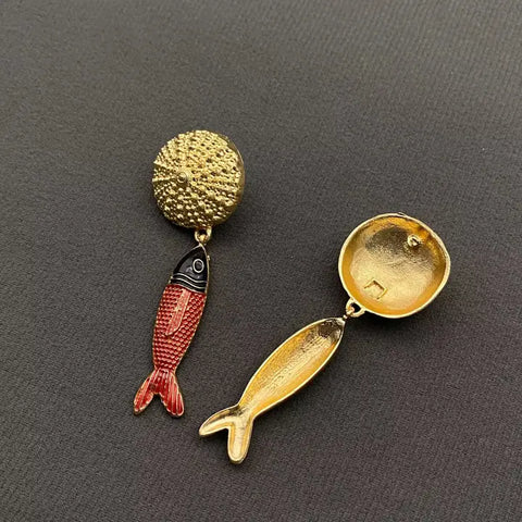 Sea Urchin & Fish Earrings