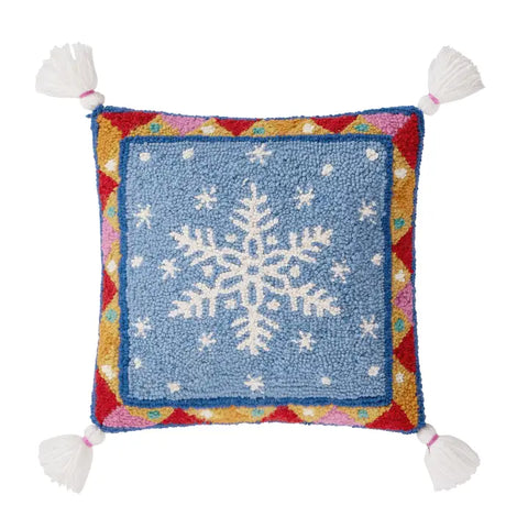 Snowflake with Tassle Hooked Pillow