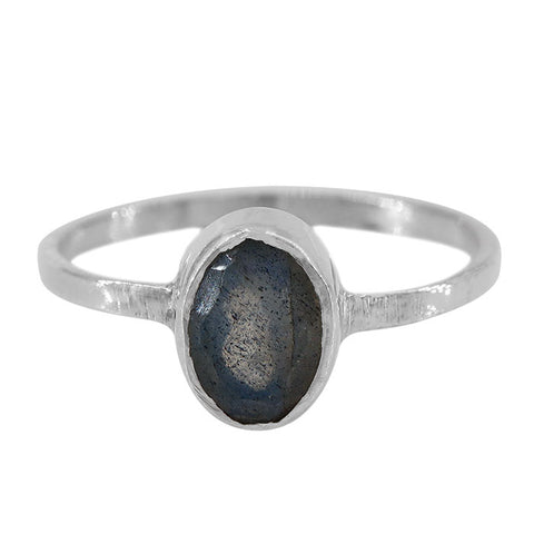 Small Oval Labradorite Ring