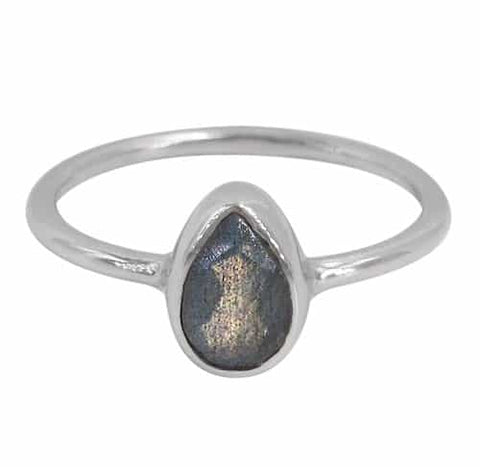 Small Teardrop Labradorite Ring