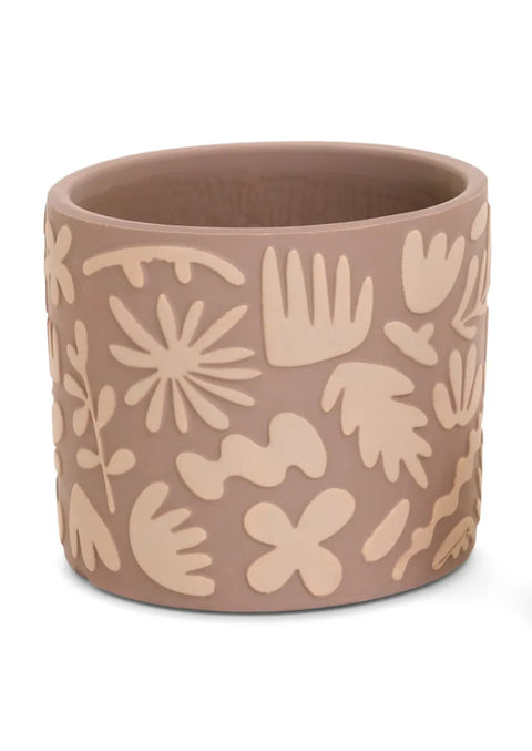 Small Brown & Beige Floral Planter