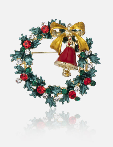 Wreath With Bell Brooch