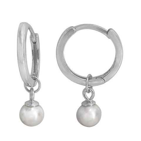 Pearl Huggie Hoops