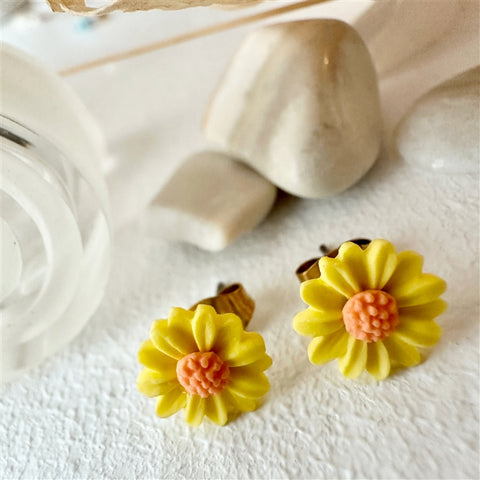 Yellow Daisy Stud Earrings