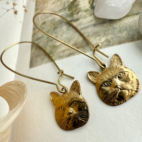 Cat Face Drop Earrings
