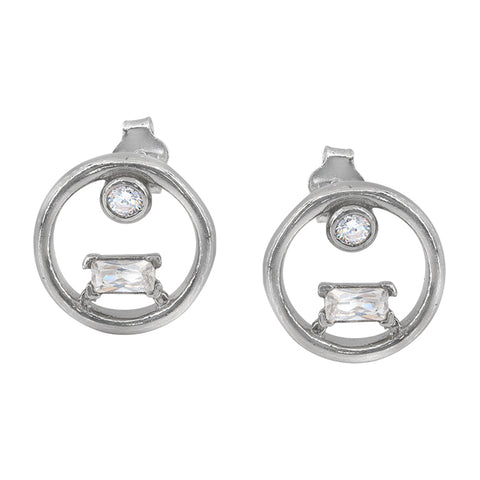 Circle Studs With CZ.Gems
