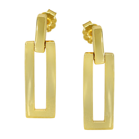 Gold Rectangular Stud Earrings