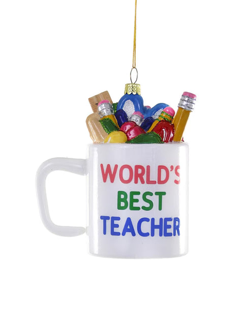 Worlds Best Teacher Mug Ornament