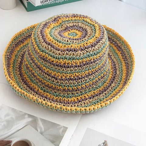 Straw Hat Yellow Stripes