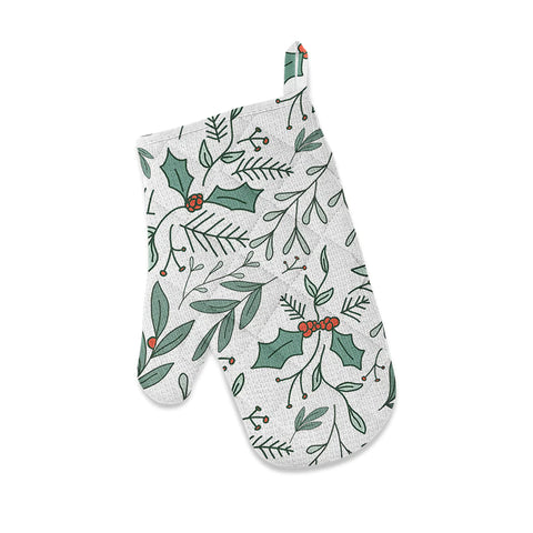 Christmas Leaves Oven Mitts