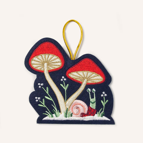 Mushroom & Snail Ornament