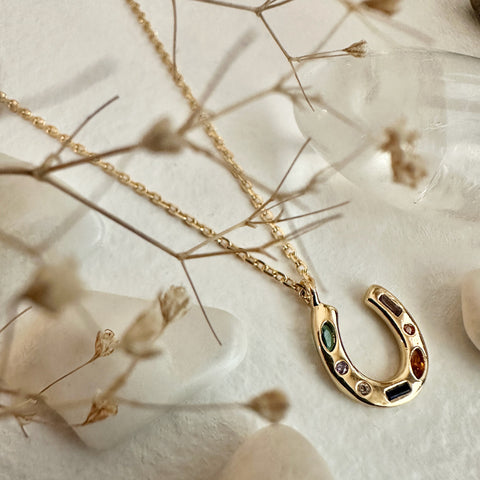 Gemmed Horseshoe Necklace
