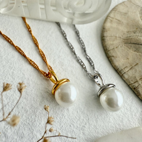 Pearl Drop Charm Necklace