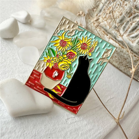 Cat & Sunflowers Pin