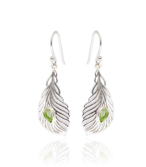 Peridot Feather Earrings