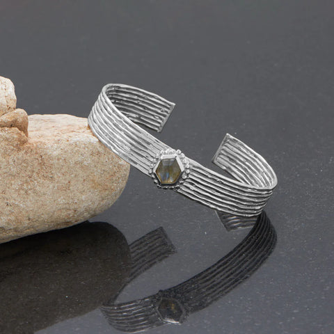 Hexagon Labradorite Cuff Bracelet