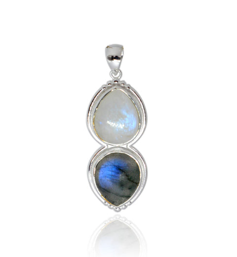 Teardrop Moonstone & Labradorite Pendant