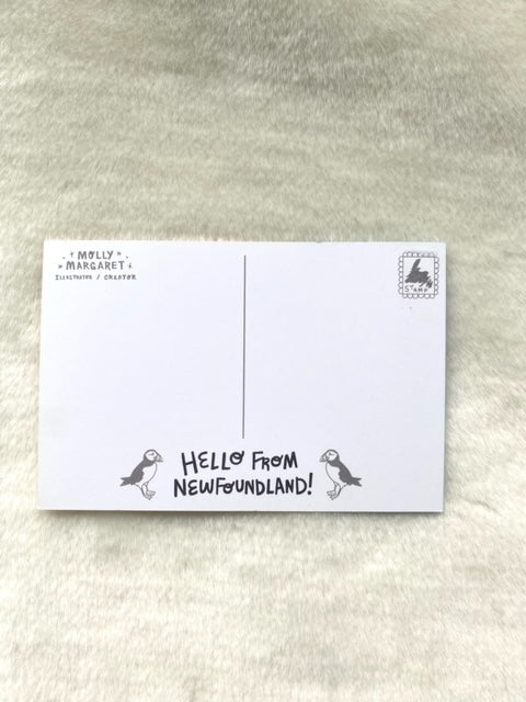 Pink Puffin Sky Postcard