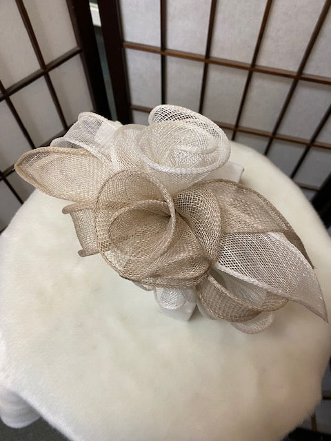 Beige & White Fascinator