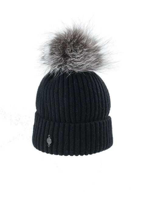 Beanie With Fur Pom