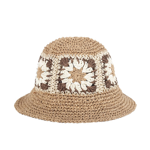 Brown Flower Straw Hat