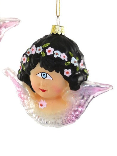 One Eyed Brunette Cherub Ornament