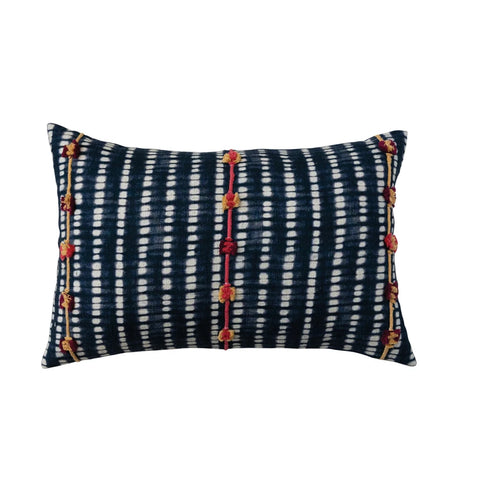 Black & White Tie Dye Embroidered Pillow