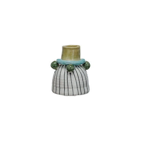 Candle Holder - Black,White, Blue & Green