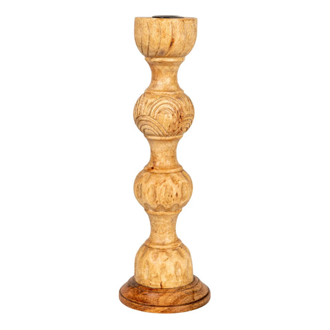 Hand Carved, Large Candle Holder