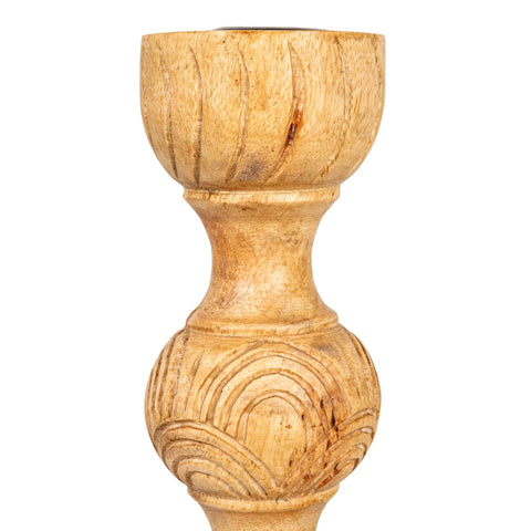 Hand Carved, Large Candle Holder
