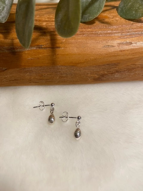 Tiny Silver Drop Studs