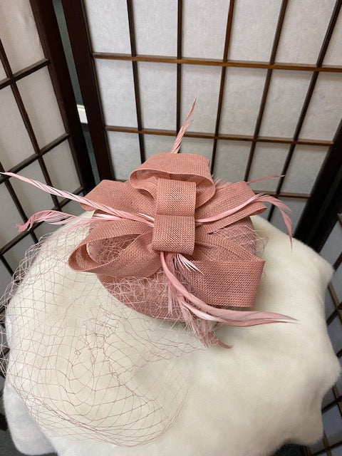 Dusty Rose Pillbox Fascinator
