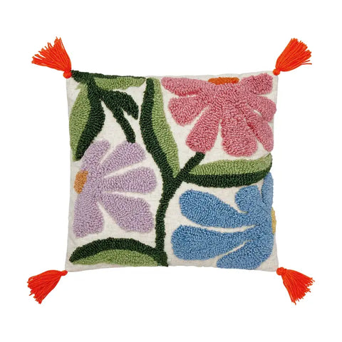 Wavy Floral Hooked Pillow