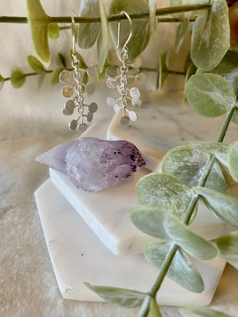Frosted Multi-Disk Dangle Earrings