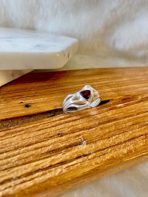 Triangle Garnet Ring
