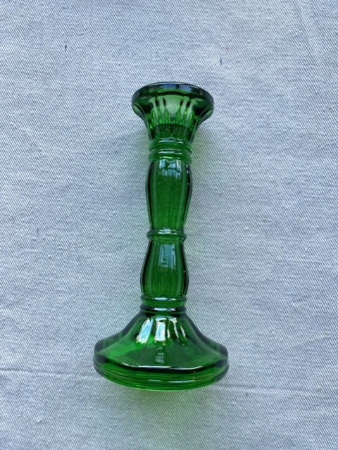 Green 6" Molded Glass Candle Holder