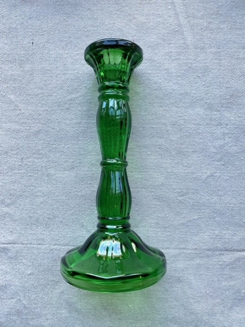 Green 8" Molded Glass Candle Holder
