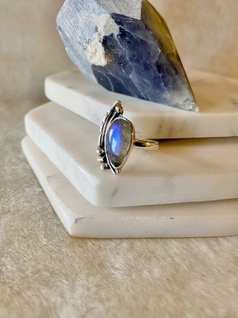 Asymmetrical Labradorite Ring