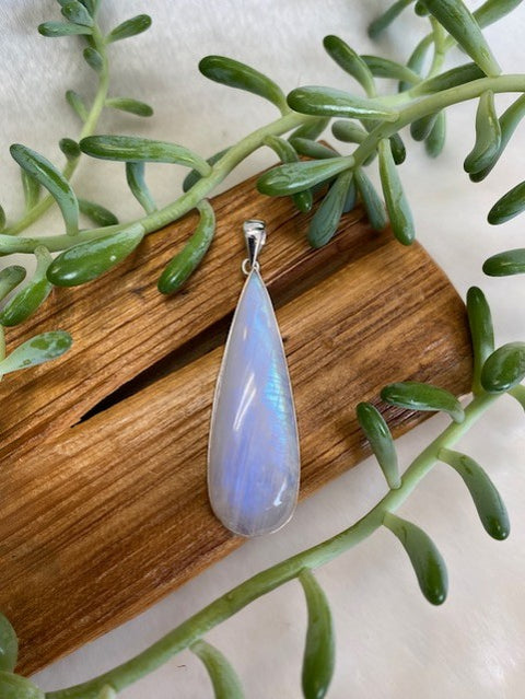Elongated Teardrop Moonstone Pendant