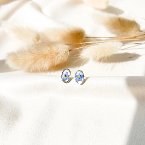 Forget Me Not Oval Studs