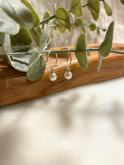 Pearl Drop Hoops